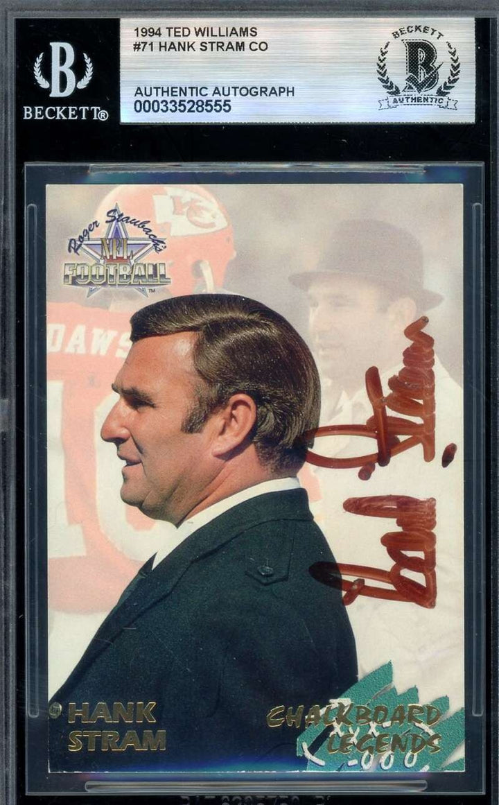 Hank Stram Beckett BAS Signed 1994 Ted Williams Co Autograph Chiefs