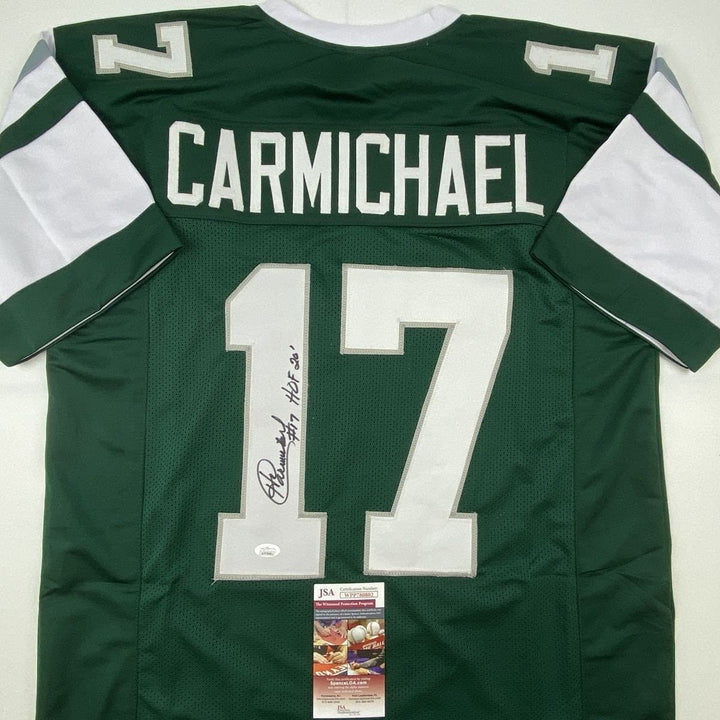 Signed Harold Carmichael HOF 20 Philadelphia Green Jersey JSA COA