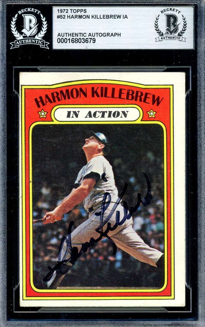 Harmon Killebrew Beckett BAS Signed 1972 Topps In Action Autograph