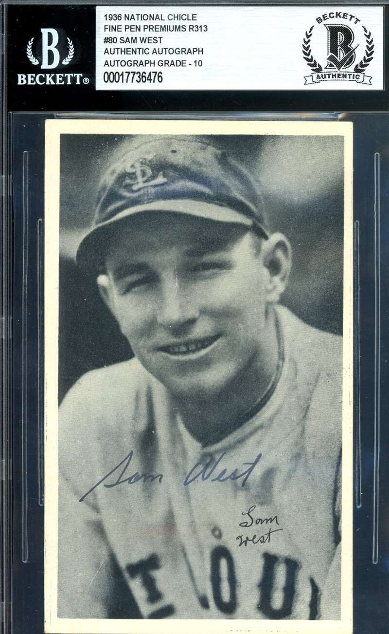 Sam West Gem Mint 10 Beckett BAS Signed 1936 National Chicle Fine Pen Auto