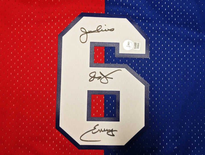 76ers Julius "Dr. J" Erving Auto Red & Blue M&N 1982 HWC Swingman Jersey Size L
