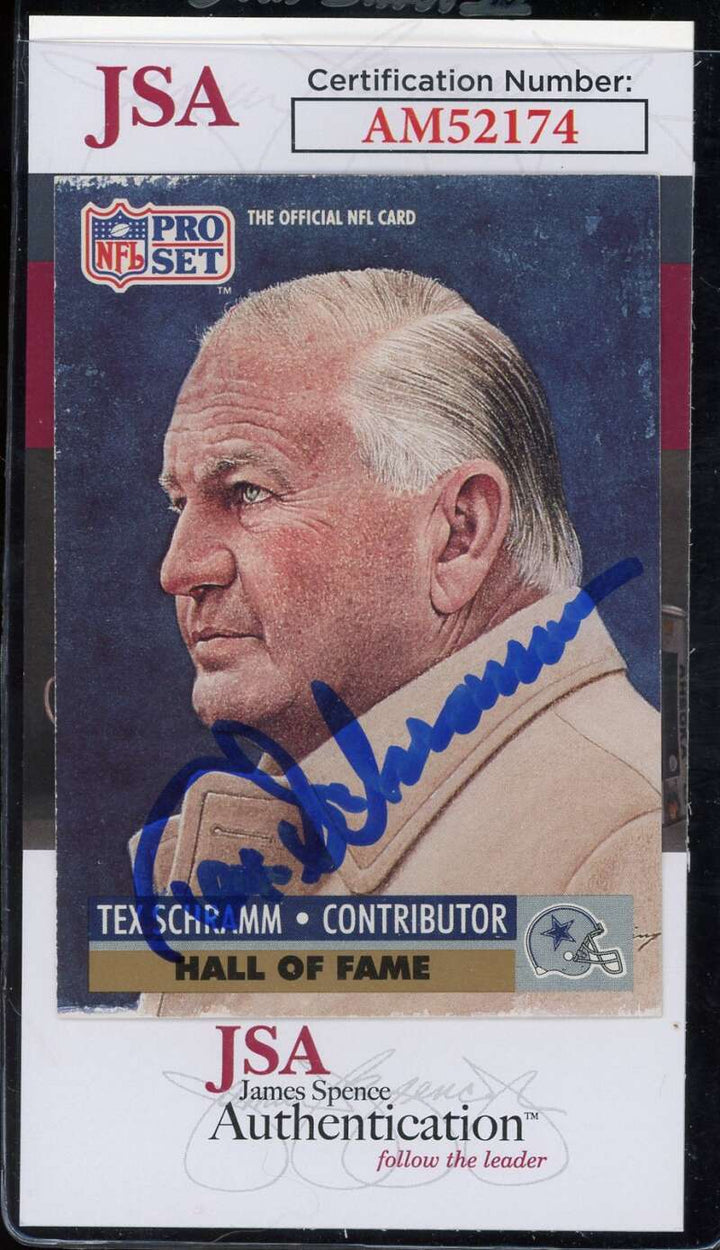 Tex Schramm JSA Coa Signed 1991 Pro Set Autograph
