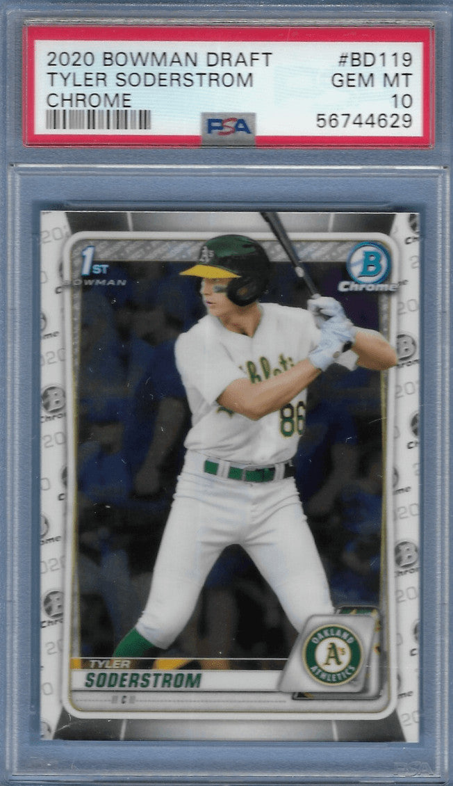 Graded 2020 Bowman Draft Tyler Soderstrom #BD119 Chrome RC Card PSA 10