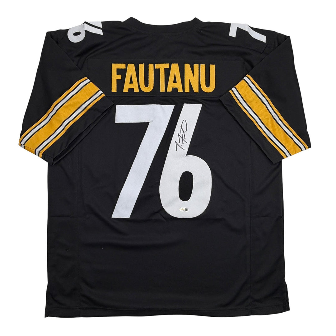 Autographed/Signed Troy Fautanu Pittsburgh Black Football Jersey JSA COA