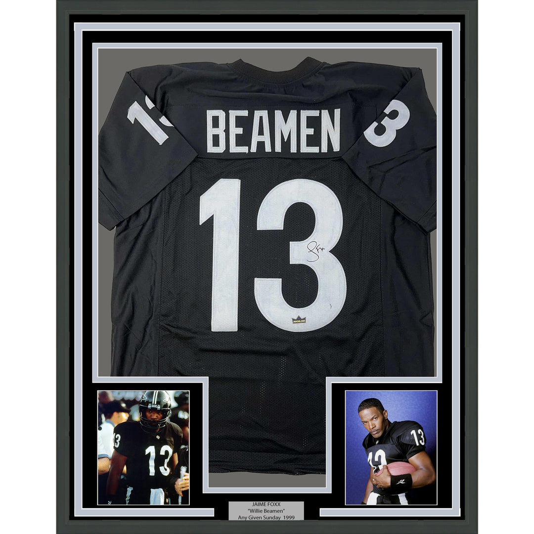 Framed Facsimile Autographed Jamie Foxx Willie Beamen 35x39 Black Reprint Jersey