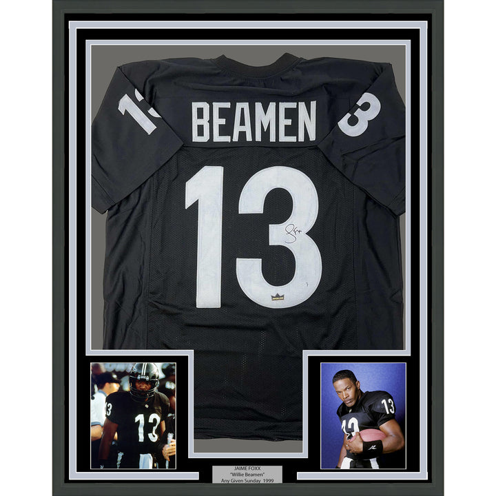 Framed Facsimile Autographed Jamie Foxx Willie Beamen 35x39 Black Reprint Jersey