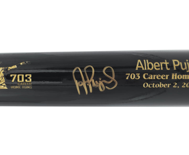 Albert Pujols Auto Black Marucci 703 Career Home Run Engraving Bat Cardinals BAS