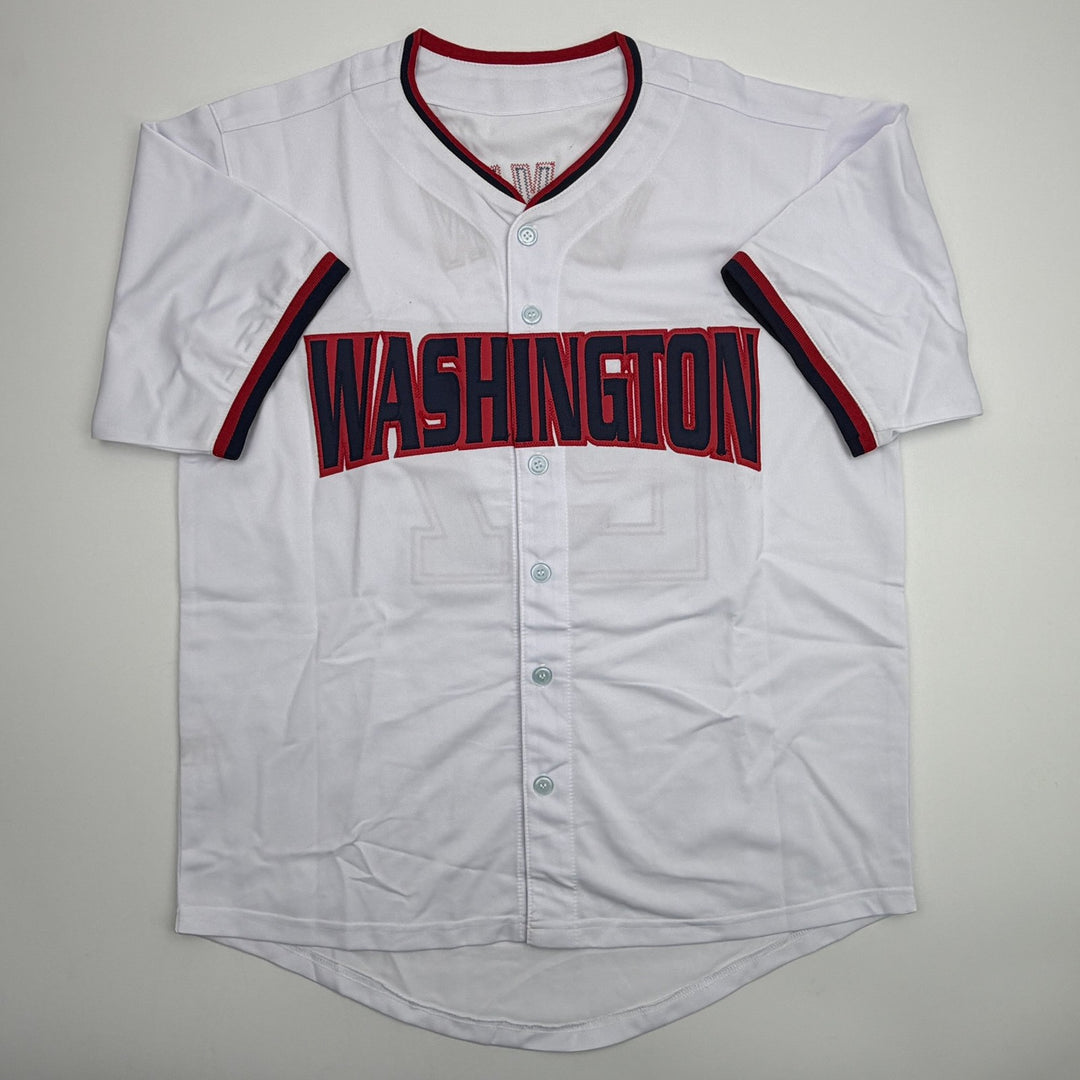 Autographed/Signed Jake Irvin Washington White Baseball Jersey JSA COA