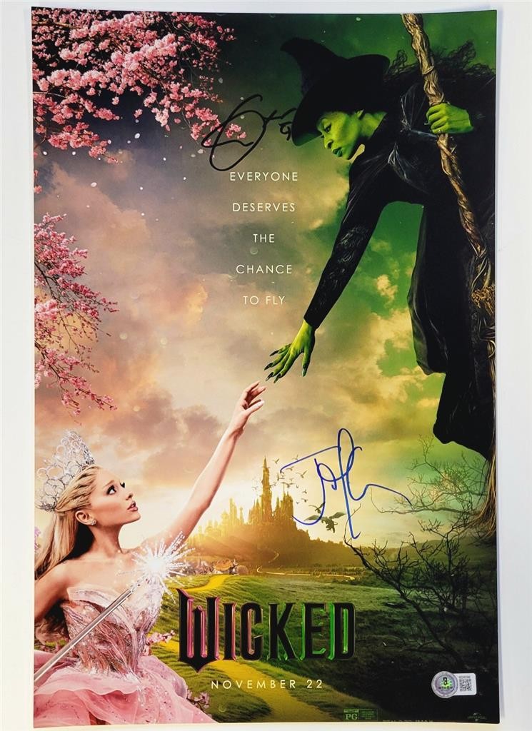 John M. Chu & Cynthia Erivo signed Wicked 11x17 photo poster auto B~ Beckett BAS