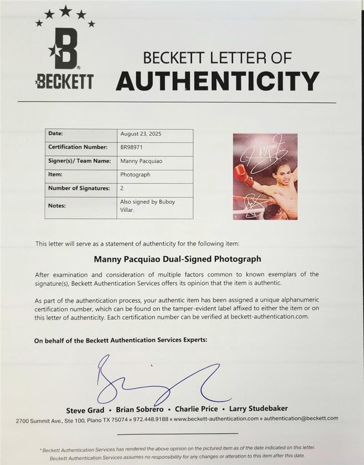 Manny Pacquiao & Buboy Fernandez signed 11x14 photo autograph ~ Beckett BAS