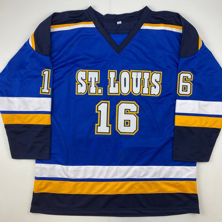 Autographed/Signed Brett Hull St. Louis Blue White Numbers Jersey JSA COA