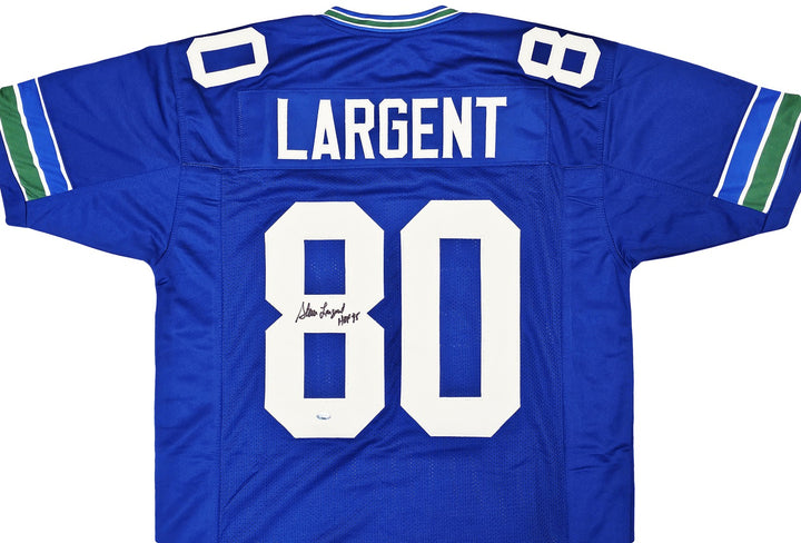 Seattle Seahawks Steve Largent Signed Blue Jersey "HOF 95" MCS Holo