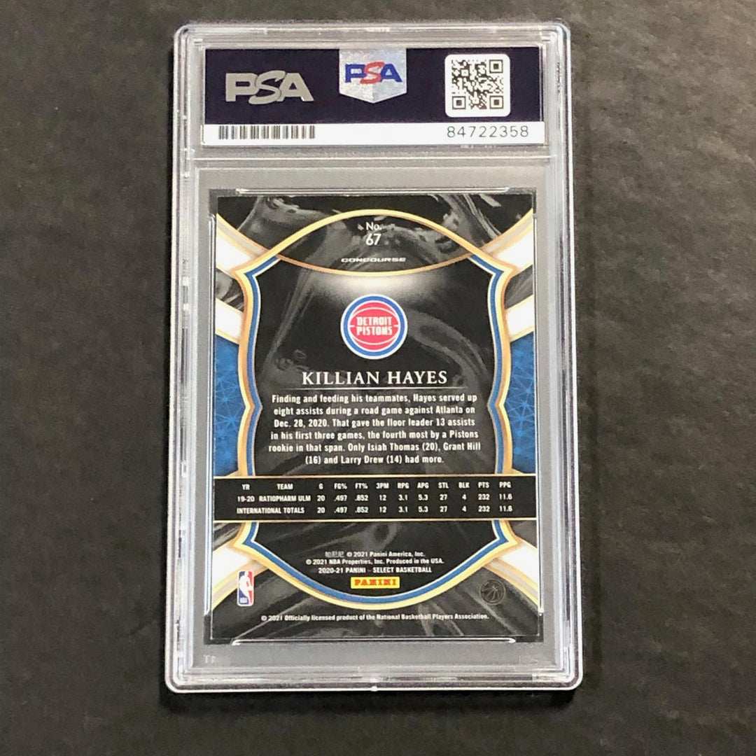 2020-21 Panini Select #67 Killian Hayes Signed Card AUTO PSA Slabbed RC Pistons