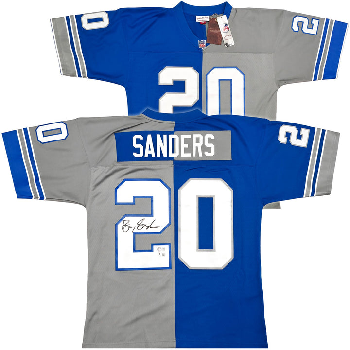 Lions Barry Sanders Auto Split M&N 1996 NFL Legacy Throwback Jersey 44 Beckett