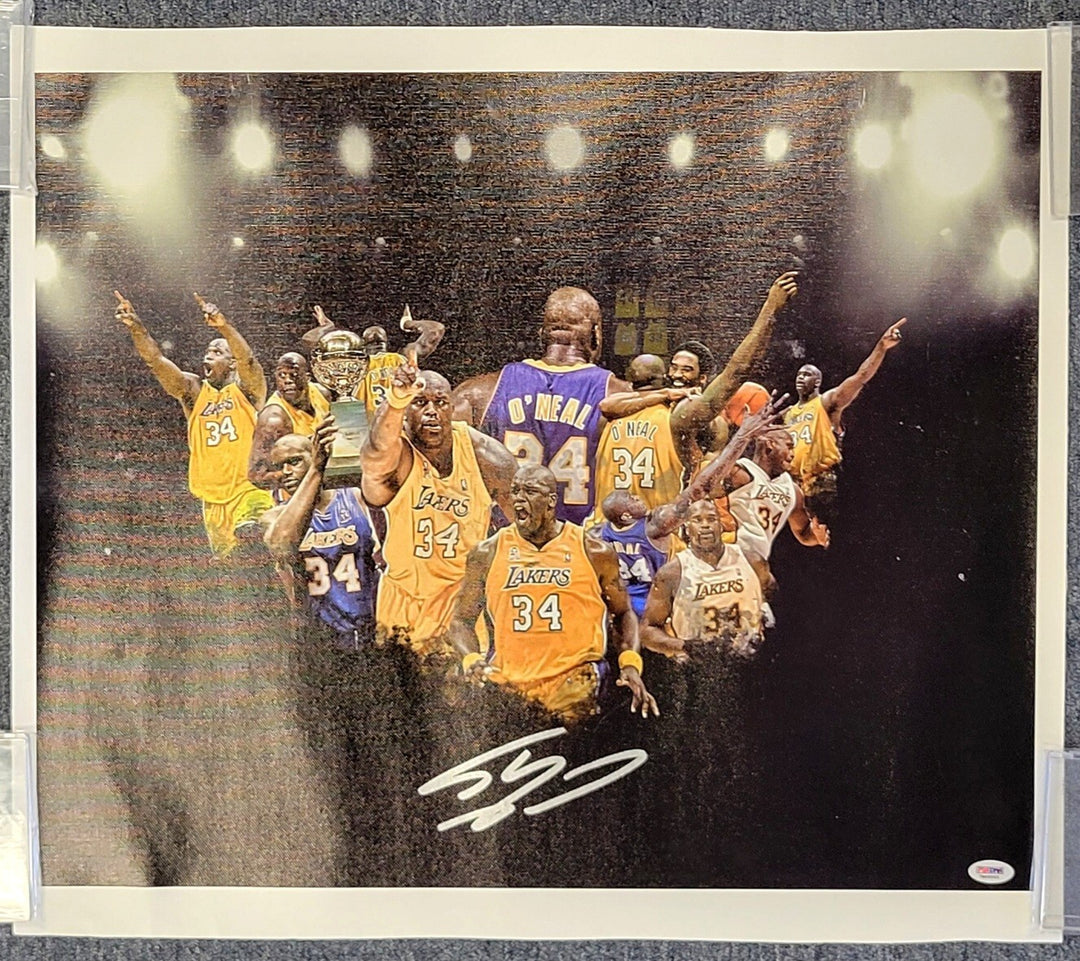 SHAQUILLE O'NEAL Signed 18x24 Canvas Photo LAKERS HOF Shaq Auto ~ PSA/DNA Holo
