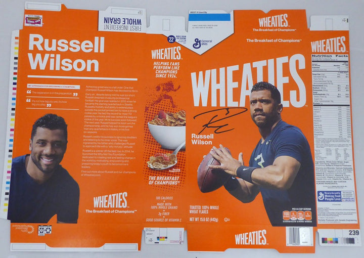 Russell Wilson Signed Wheaties Box Seattle Seahawks RW Holo