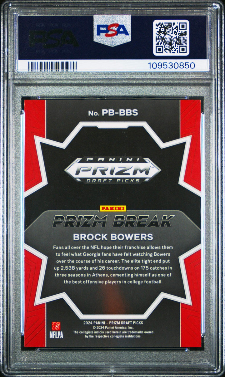 Graded 2024 Panini Prizm DP Brock Bowers #PBBBS Prizm Break Rookie Card PSA 10