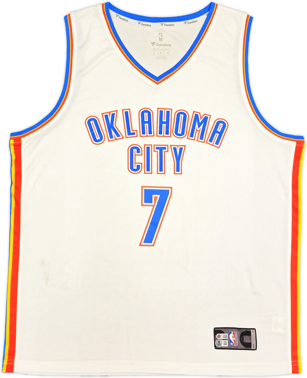 Thunder Chet Holmgren Signed White Fanatics Jersey Size L Beckett Wit