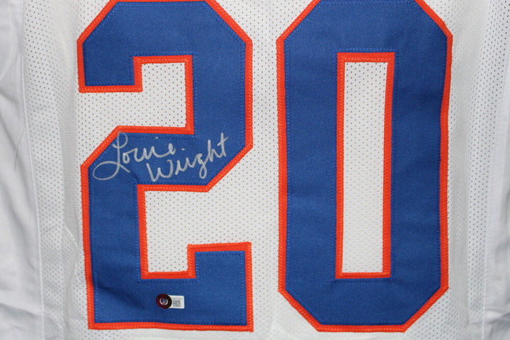 Louie Wright Autographed/Signed Pro Style White XL Jersey Beckett 36570
