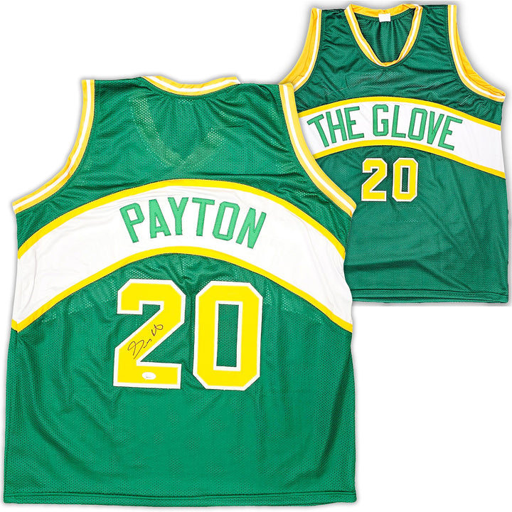Seattle Supersonics Gary Payton Autographed Signed Green Jersey JSA