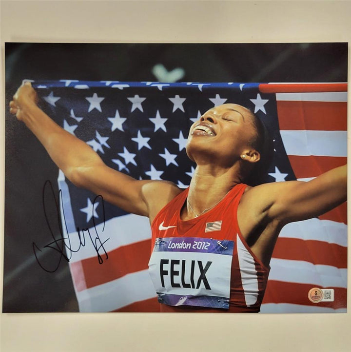 Allyson Felix signed 11x14 Photo USA Olympics Track autograph ~ Beckett BAS