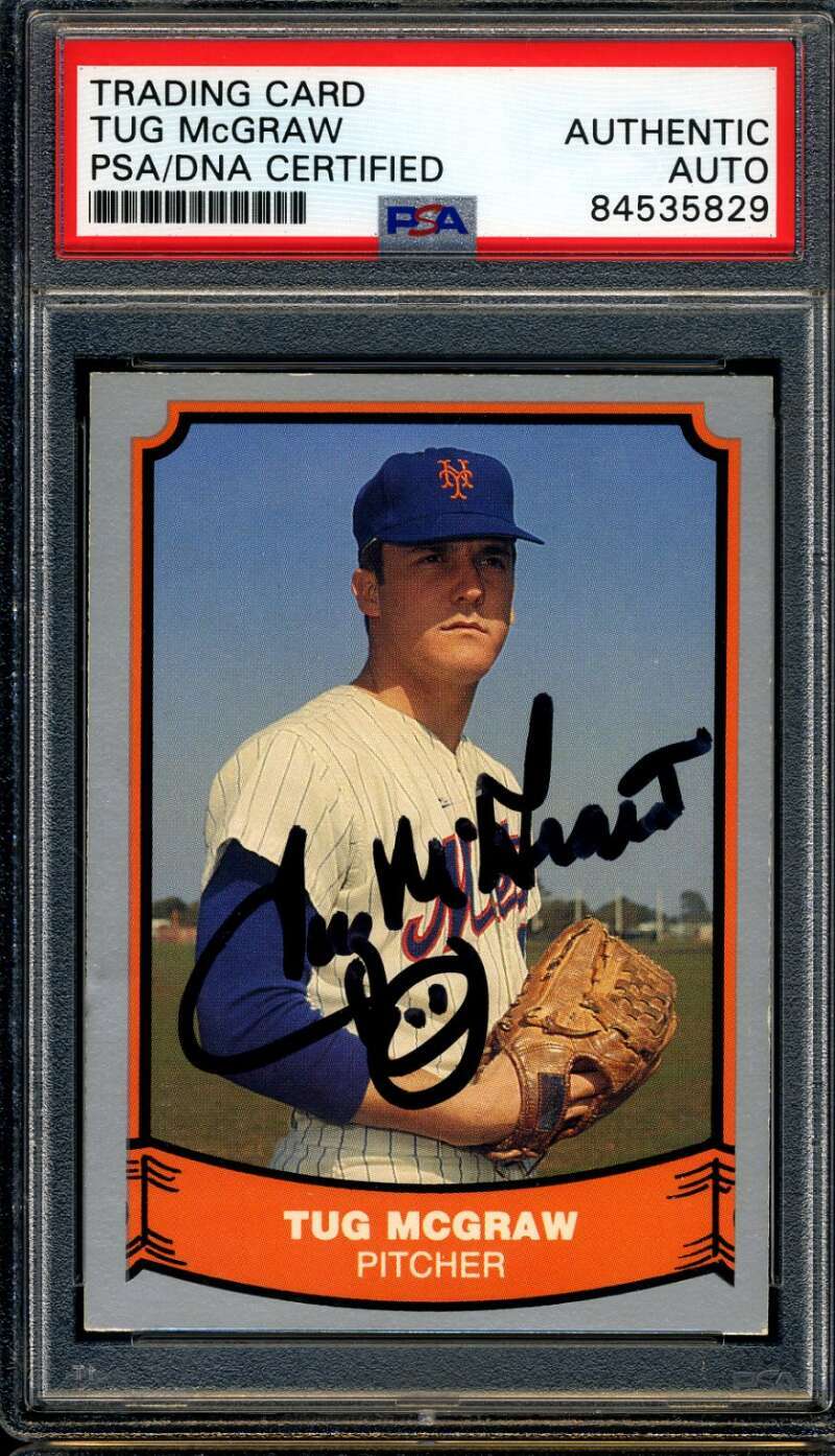 Tug McGraw PSA DNA Cert Signed 1988 Pacific Mets Autograph