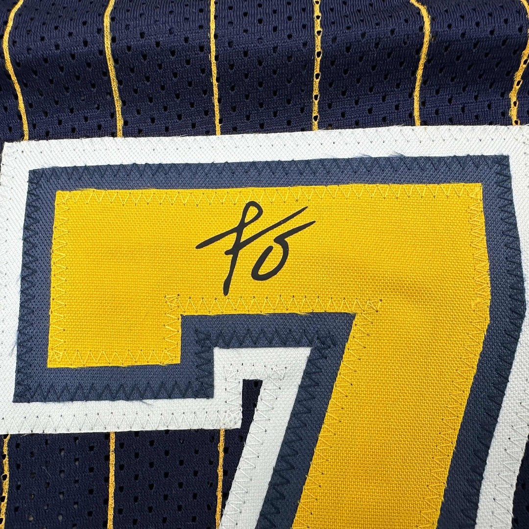Facsimile Autographed Jermaine O'Neal Indiana Blue Pinstripe Reprint Jersey XL