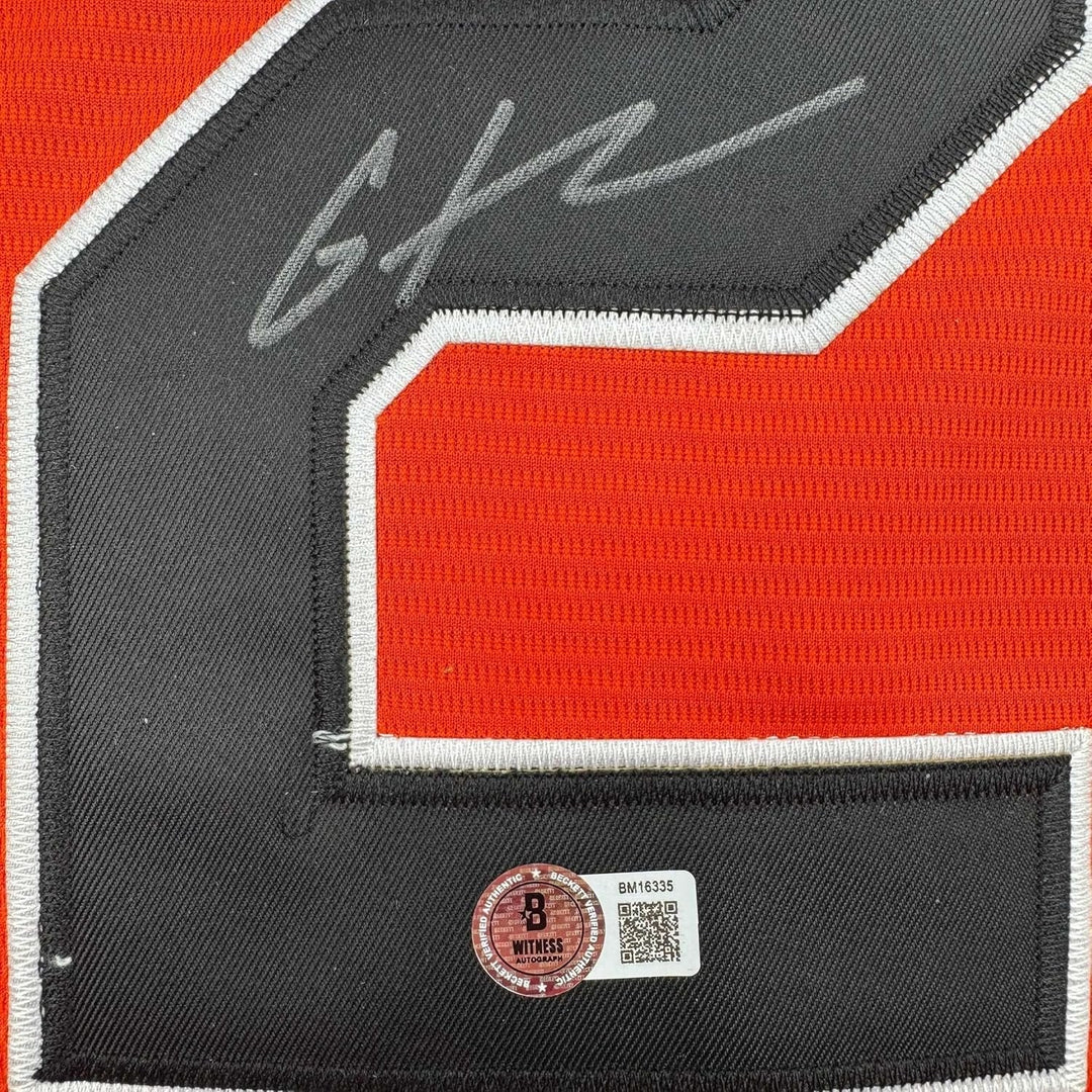 Framed Autographed/Signed Gunnar Henderson 35x39 Orange Jersey BAS COA