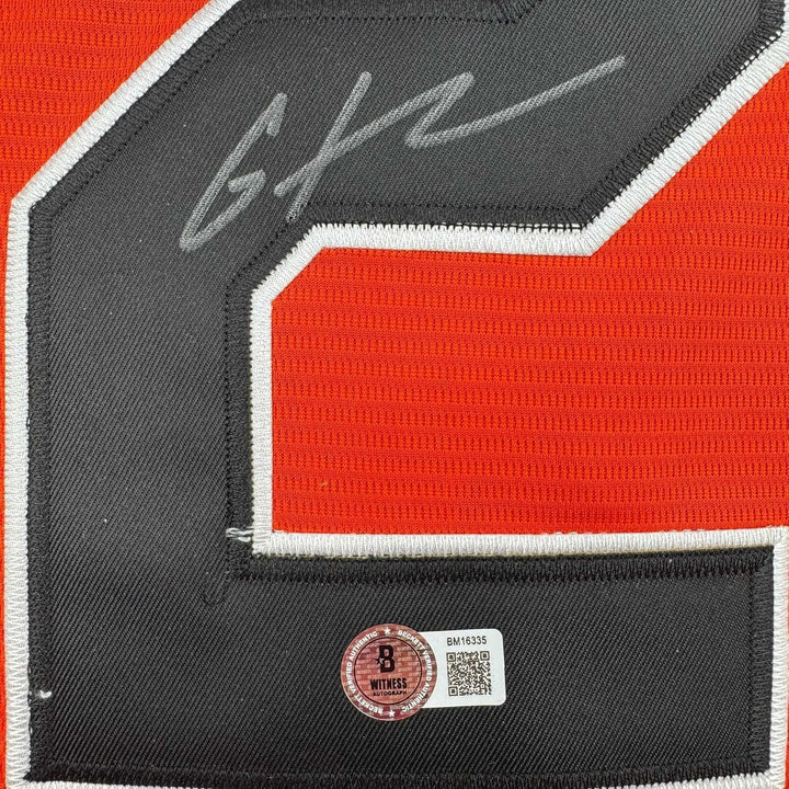 Framed Autographed/Signed Gunnar Henderson 35x39 Orange Jersey BAS COA