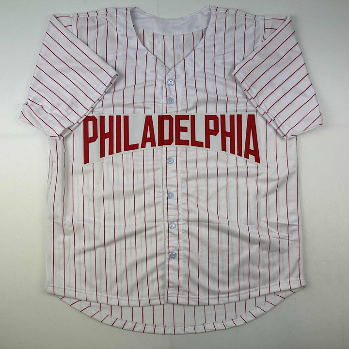 Facsimile Autographed Roy Halladay Philadelphia Pinstripe Reprint Jersey Size XL