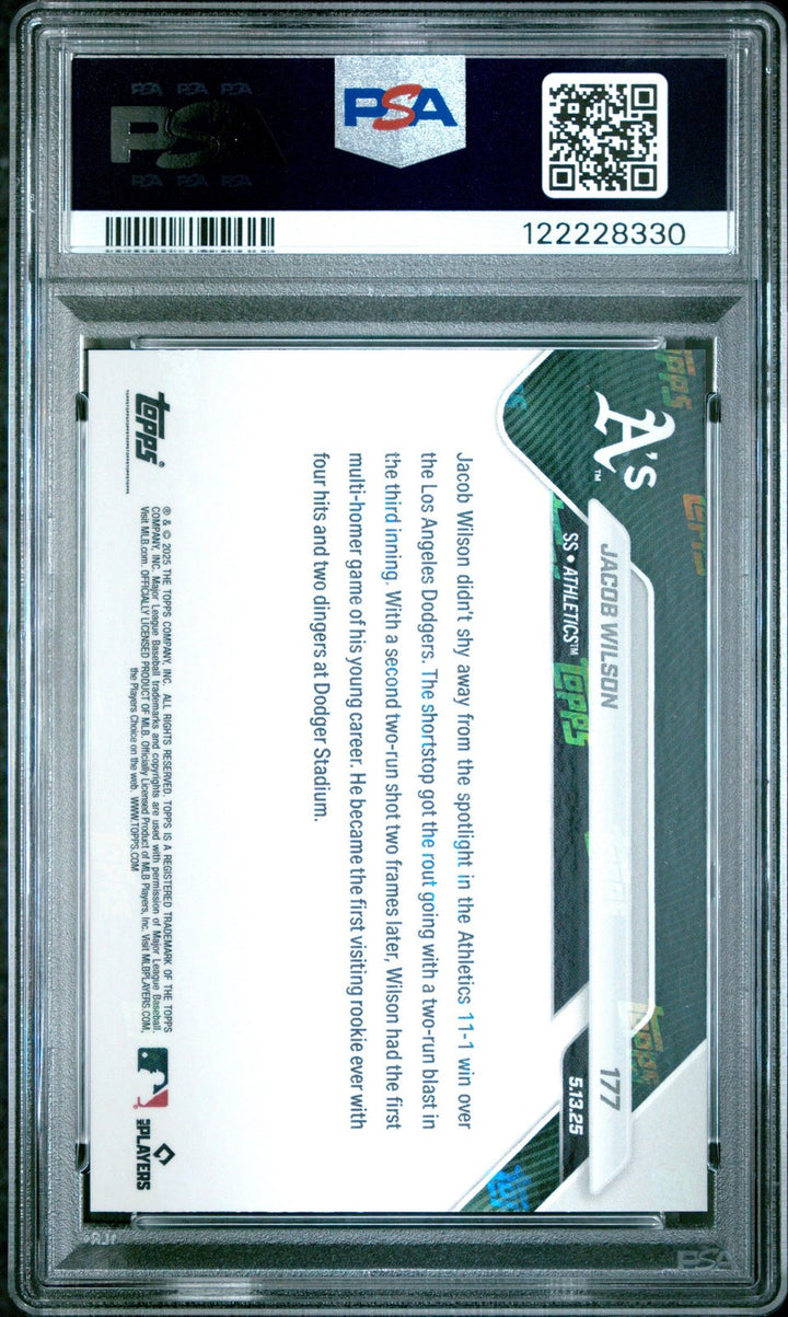 Graded 2025 Topps Now Jacob Wilson #177 Rookie RC Card PSA 10 Gem Mint