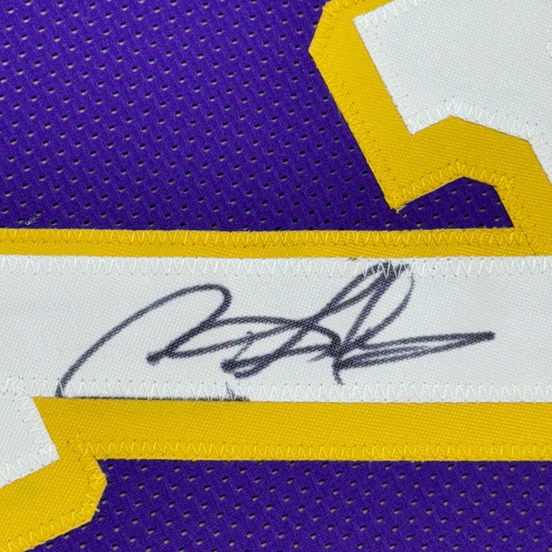 Framed Signed Dennis Rodman 35x39 Los Angeles Purple Jersey PSA COA
