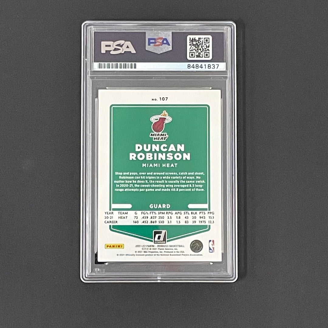 2020-21 Panini Donruss #107 Duncan Robinson Signed Card AUTO PSA Slabbed Heat