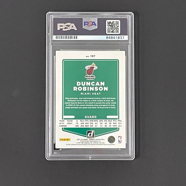 2020-21 Panini Donruss #107 Duncan Robinson Signed Card AUTO PSA Slabbed Heat