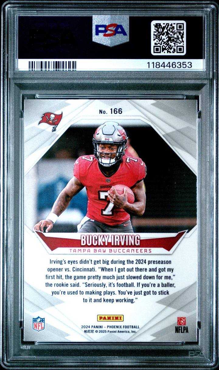 Graded 2024 Panini Phoenix Bucky Irving #166 Lazer Rookie RC Card PSA 10 Mint