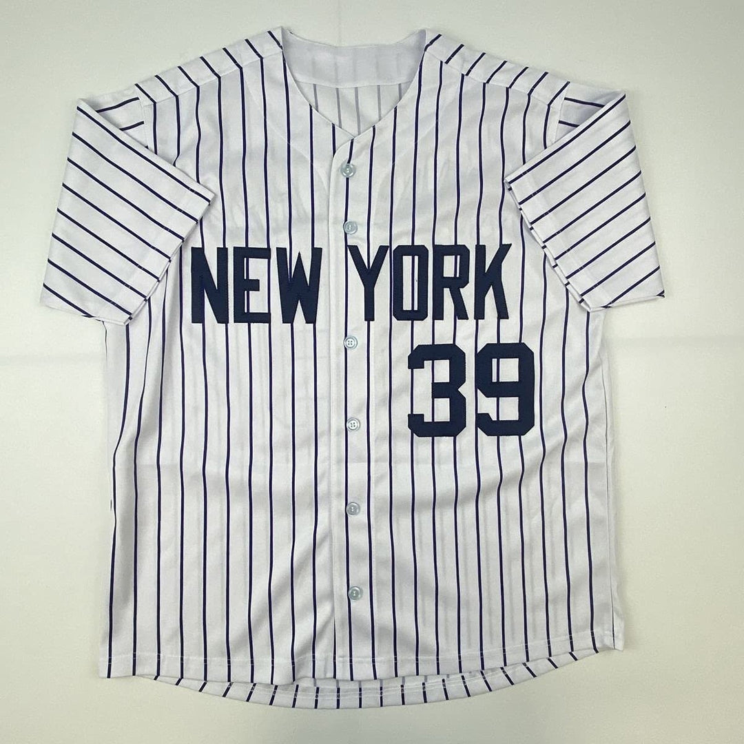 Autographed/Signed Darryl Strawberry New York Pinstripe Jersey JSA COA