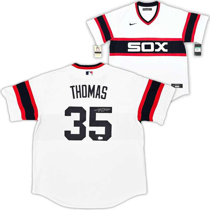 Chicago White Sox Frank Thomas Signed White Nike Jersey Size XL Beckett Wit