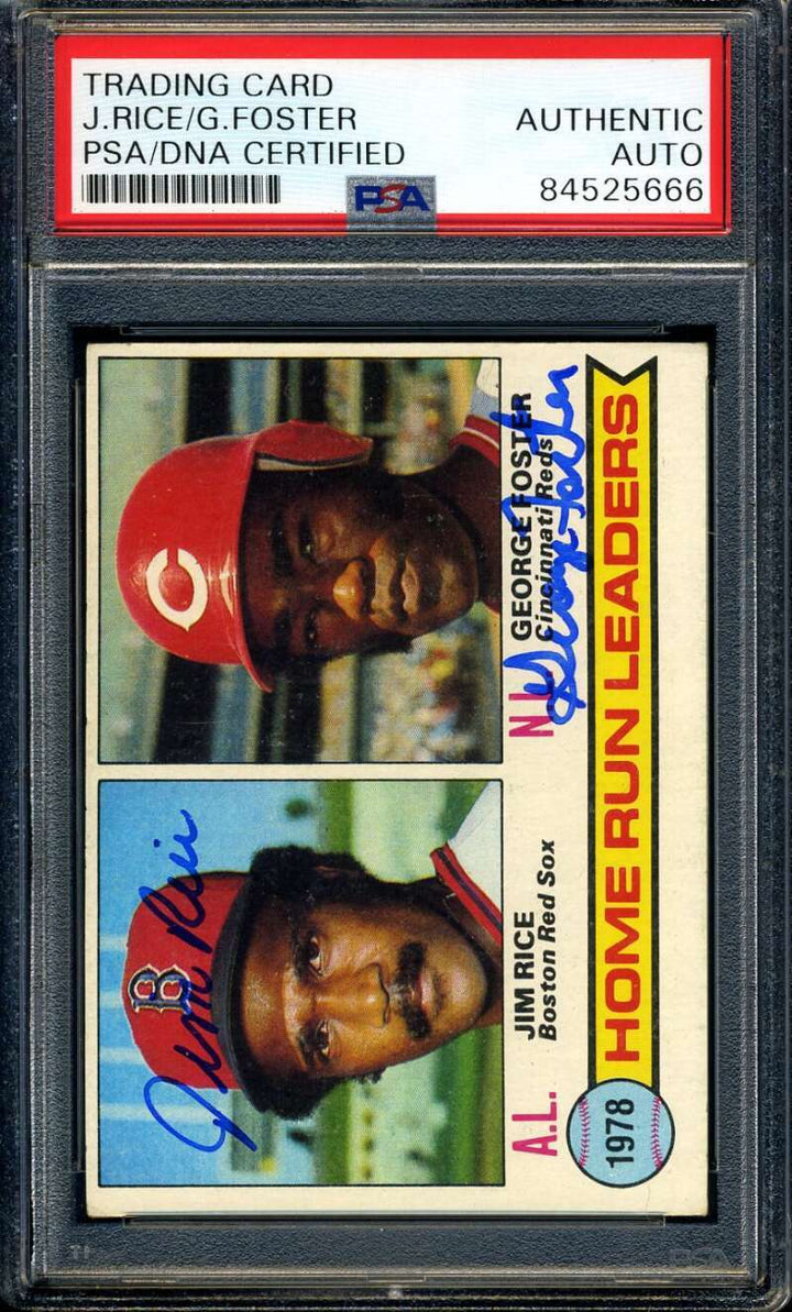 George Foster Jim Rice PSA DNA Coa Signed 1979 Topps HR Leaders Autograph
