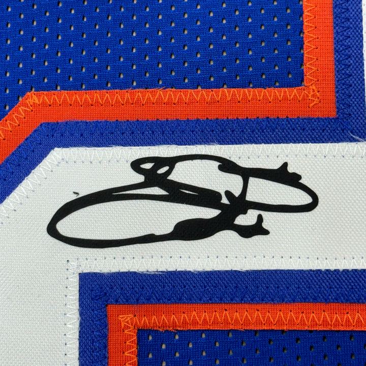 Framed Facsimile Autographed Emmitt Smith 33x42 Blue Reprint Laser Auto Jersey