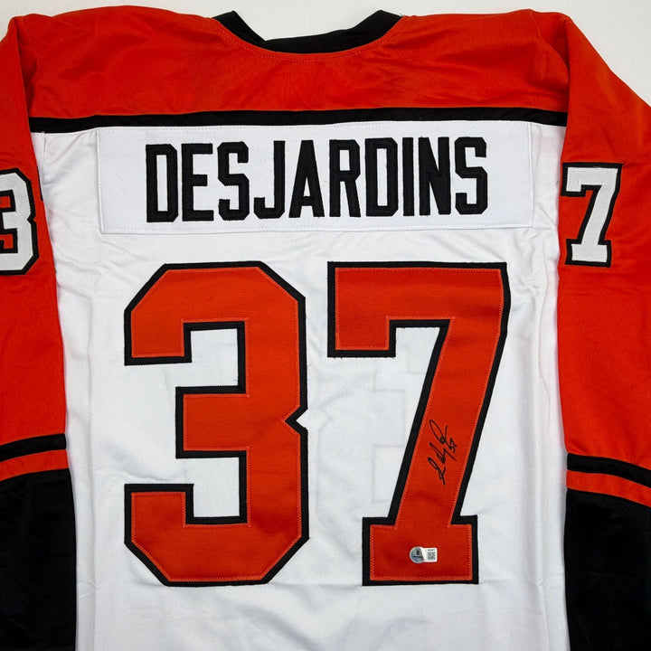 Autographed/Signed Eric Desjardins Philadelphia White Jersey Beckett COA