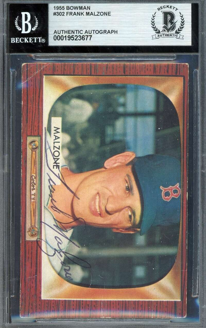 Frank Malzone Beckett BAS Vintage Signed 1955 Bowman Rookie Autograph