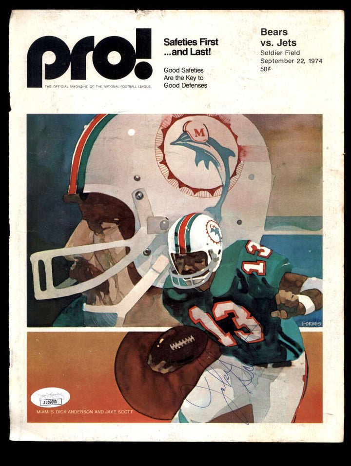 Jake Scott JSA Autograph Vintage Signed 1974 Pro Magazine Cover Dolphins