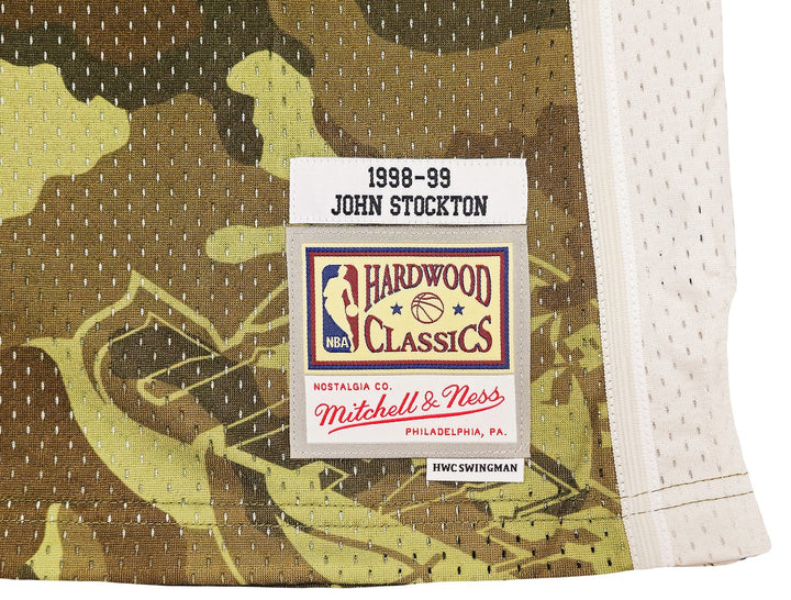 Jazz John Stockton Auto Green Mitchell Ness 98-99 Swingman Ghost Camo Jersey 2X