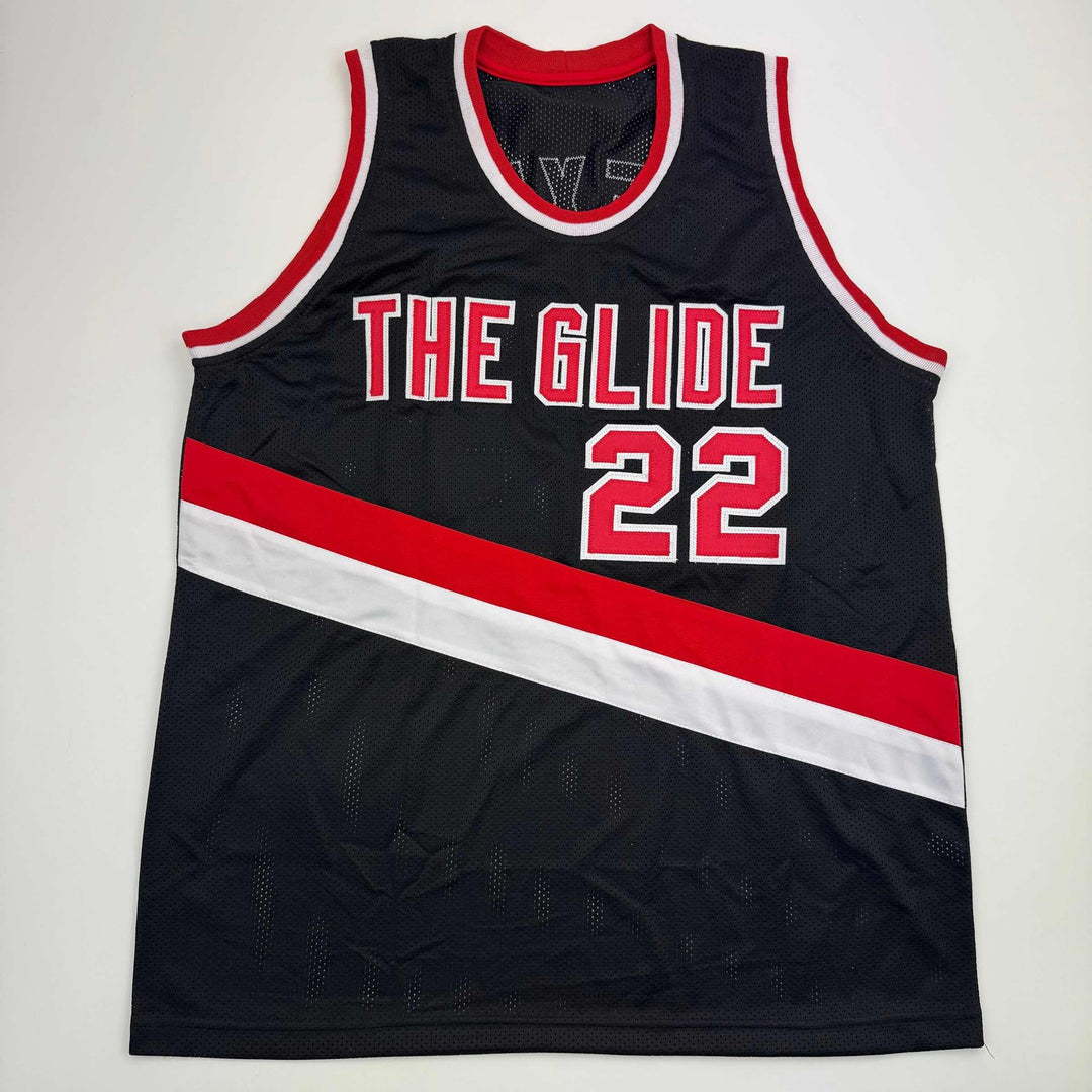 Autographed/Signed Clyde Drexler Portland Black Basketball Jersey JSA COA
