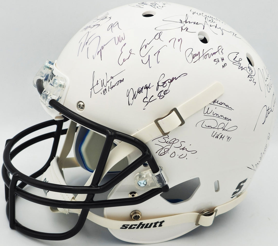CFB Heisman Winners Signed Shutt Auth FS Helmet 24 Sigs Barry Sanders Steiner