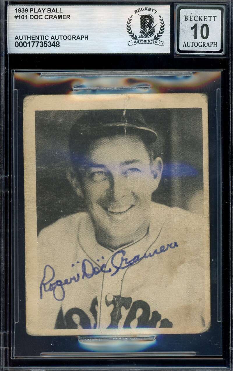 Doc Cramer Gem Mint 10 Beckett BAS Signed 1939 Play Ball Autograph