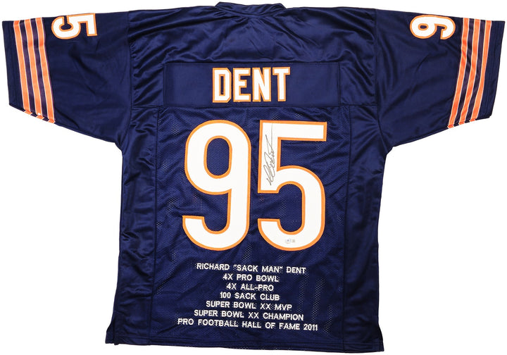 Chicago Bears Richard Dent Signed Dark Blue Jersey Stats Beckett Wit