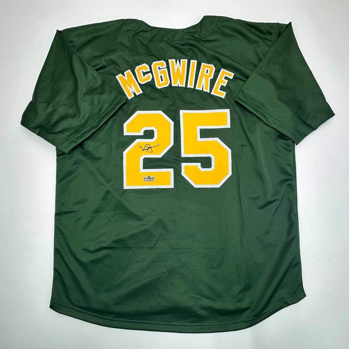 Facsimile Autographed Mark McGwire Oakland Green Reprint Jersey Size Men's XL