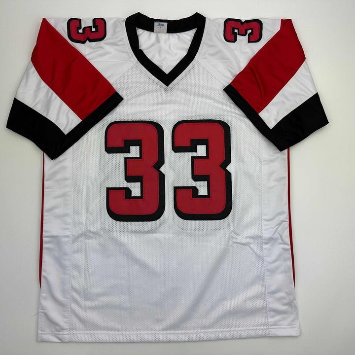 Autographed/Signed Michael Turner Atlanta White Jersey Beckett BAS COA