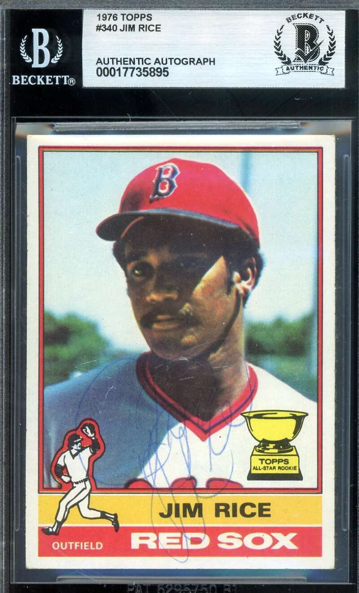 Jim Rice Beckett BAS Vintage Signed 1976 Topps Autograph
